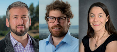 Foundry staff Brett Helms, Alex Weber-Bargioni, and Caroline Ajo-Franklin with Lab LDRD Award
